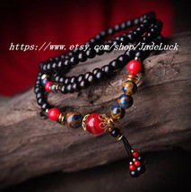 Natural fashion big leaf sandalwood beads bracelet rosary bracelet, red agate 10 - £23.58 GBP