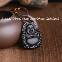 Amitabha natural obsidian pendant / belly Buddha pendant / Lucky / evil / securi - £23.11 GBP