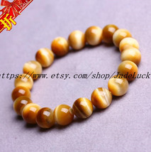 perfect Natural Yellow tiger eye STONE Prayer Beads charm bracelet Mala - £21.54 GBP