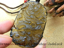 Need ice kind of natural obsidian pendant necklace Dragons domineering male masc - £29.65 GBP