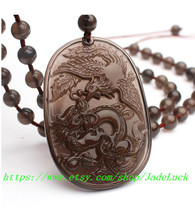 AAA ice kinds of obsidian, hand-carved obsidian dragon, phoenix pendant - £29.31 GBP