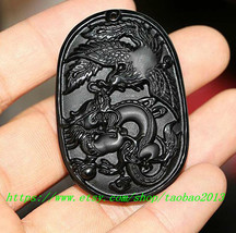 AAA luck charms, hand-carved obsidian dragon, phoenix pendant - £14.95 GBP