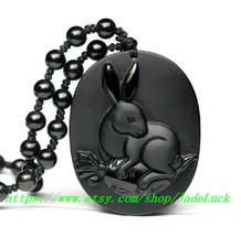 AAA grade natural obsidian pendant pendant rabbit mascot - £21.57 GBP