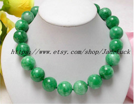 Natural Green Jade charm amulet Good luck beaded necklace / pendant - £21.15 GBP