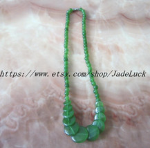 Natural Green Jade charm amulet Good luck beaded necklace / pendant - £18.78 GBP