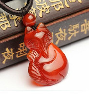 natural red agate fox / get rid of the evil the / healthy / charm pendant / neck - $20.99