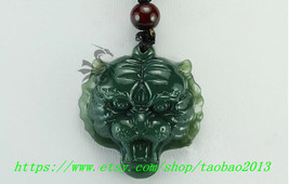 AAA Natural green jade and good luck hand-carved green jade pendant natural char - £26.30 GBP