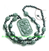 Natural nephrite jade eighteen Eighteen Luohan Yu-chain necklace - £45.83 GBP