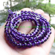 NATURAL Amethyst / pure Dark Purple Meditation Yoga 108 Prayer Beads charm Mala  - £21.75 GBP