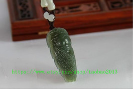 I wish you good luck green  jade Cicada , good luck Natural green jade carved Ci - £19.29 GBP