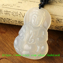 Natural AAA ice white jadeite jade Good luck Hand-carved Natural White jade budd - £22.67 GBP