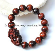 Perfect natural red tiger eye stone beads pi yao bracelet Mara - £24.04 GBP