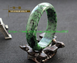 Natural AAA Grade Natural green flower jade bangle (custom size the Diameter 54m - £62.06 GBP