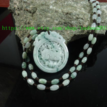 natural green jade bead necklace charm PI YAO pendant - £19.92 GBP