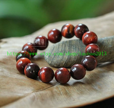 Perfect natural red tiger eye stone beads charm bracelet Mala - £19.22 GBP