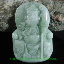 dark green jadeite jade luck &quot;Guan Yu&quot; charm pendant charm beaded neckalce - £17.68 GBP