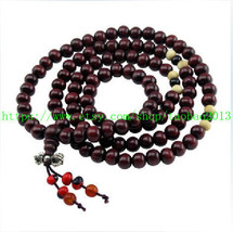 Natural dark red sandalwood 8mm Tibetan Buddhism meditation yoga 108 Beads Praye - £15.97 GBP