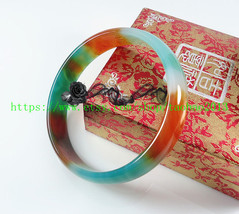 perfect Excellent Natural Colorful agate Floating flowers woman bangle, custom s - $33.99