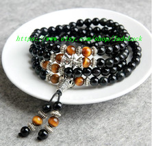 6mm Natural obsidian bracelet rosary bracelet 108 / Handicraft transporter - $28.99