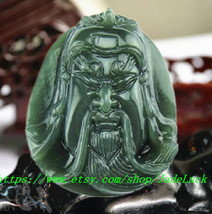 green jadeite jade luck Guan Yu head charm pendant / Fashion jade pendant - £17.68 GBP