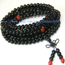 Natural obsidian with red agate beads bracelet 6mm 216 - £25.42 GBP