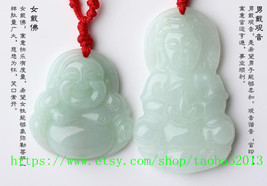 Counter genuine natural jade A cargo jade Guanyin Buddha pendant one pair of lov - £37.65 GBP