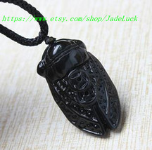 natural obsidian pendant cicada life rich / good luck charm pendant natural carv - £22.86 GBP