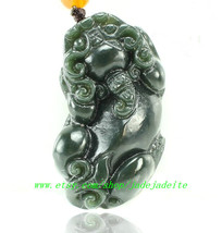 Dark green ice waxy kinds of natural jade &quot;Pi Yao&quot; security and peace pendant fa - £21.20 GBP