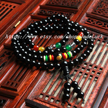 Natural obsidian bracelet rosary bracelet 108 / Handicraft transporter - £21.57 GBP
