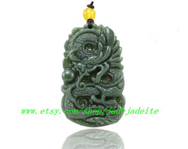 100% perfect natural green jade carved dragon Charm - £19.17 GBP