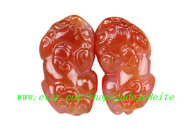 Natural red agate chalcedony pendant&quot;pi yao&quot; couple models pendant one pair of 2 - £18.95 GBP