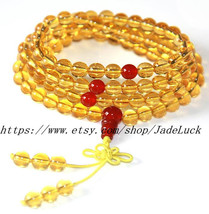 6 mm 108 beads rosary bracelet natural citrine citrine lucky - $29.99