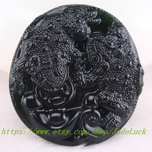 Natural Obsidian Jinchan pendant / necklace Need frosted Cicada Fortune wealthy - £22.77 GBP