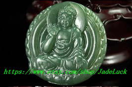 AAAA hand carved natural green jade Buddha pendant good luck charm jade pendants - £23.22 GBP