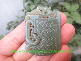 charm natural green jade genuine jade pendant dragon Phoenix couple pendants cra - £18.06 GBP