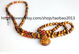Tibetan Buddhism buddha Real Natural tiger eye stone meditation yoga 108 Beads P - £23.97 GBP