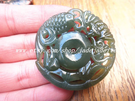 Fish every year in front of the hollow pendant necklace jade pendant blessing - £19.17 GBP
