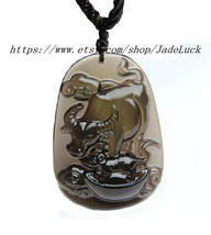Natural ice kind of obsidian pendant mascot cow - £29.66 GBP