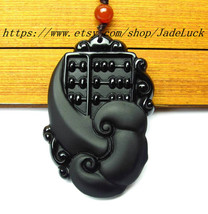 Scrub Natural obsidian pendant abacus conscious wishful thinking Lucky - £21.57 GBP