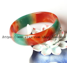 Natural ice red, yellow, green, onyx bracelet round (diameter 54 mm custom size  - £37.12 GBP