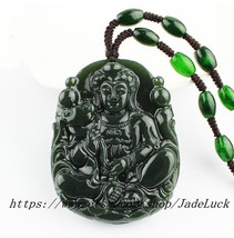 Natural and nephrite / Green Ruyi / Guanyin pendant beaded pendant - £26.43 GBP
