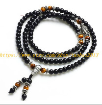 8mm natural obsidian bracelet rosary bracelet, Yellow Tiger Eye 108 / evil trans - £37.51 GBP