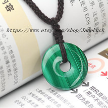 Natural malachite pendant peace buckle necklace Lucky Wang career - £21.57 GBP