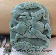Natural green jade amulet carving perfect mascot AAA grade Pegasus Charm Pendant - £29.56 GBP