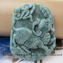 Perfect unique hand-carved natural jade pendant jade zodiac pendant Niu mascot - £29.75 GBP