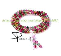 Natural tourmaline beads natural crystal bracelet 108, 6MM, health, medi... - $26.99