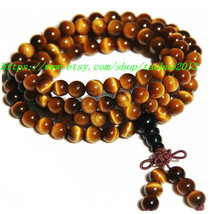 8mmRare natural yellow tiger eye gemstone beads 108 beads necklace Pi Yao - £26.28 GBP