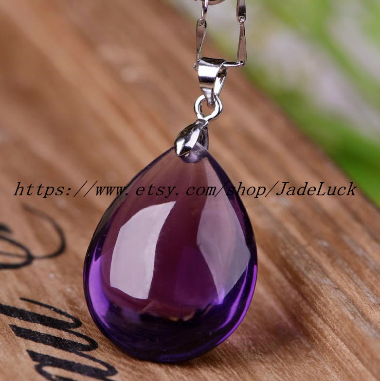 925 silver pendant natural amethyst pendant droplets - £27.23 GBP