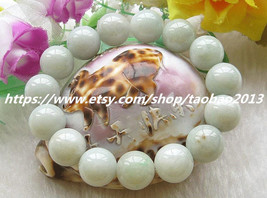 12 mm AAA grade natural white jade beads charm bracelet yoga meditation - £18.08 GBP