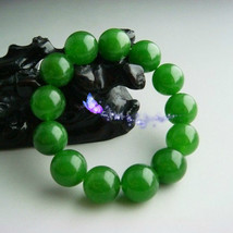 the charm of natural plain full of the green jade Bead Bracelet - £19.12 GBP
